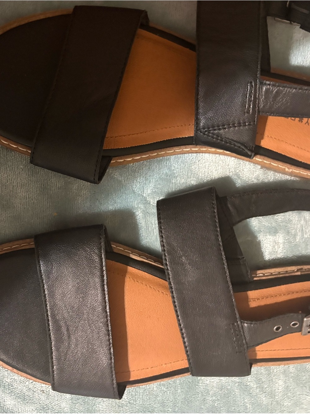 Lucky Brand Black Double-Strap Flat Sandals